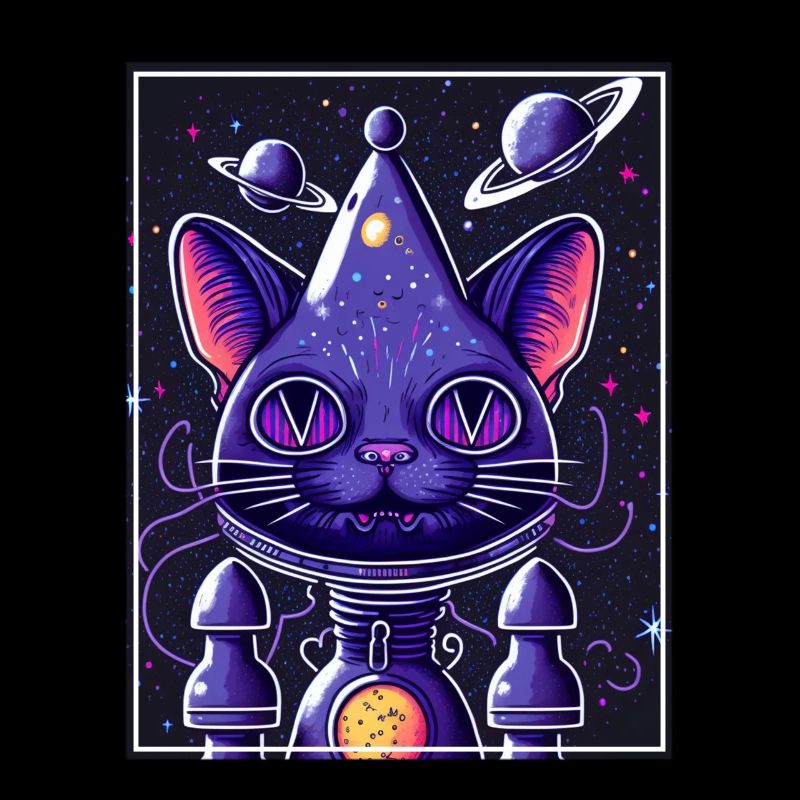 Cat Space Astronaut Space Neon Rockets