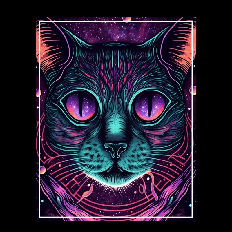 Cat Space Astronaut Space Neon Rockets