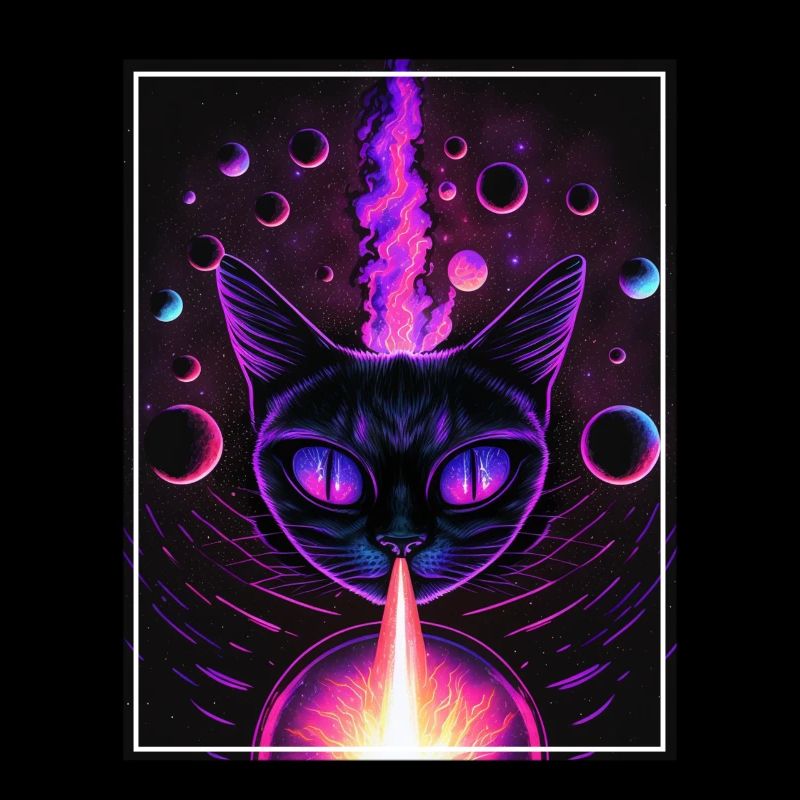 Cat Space Astronaut Space Neon Rockets