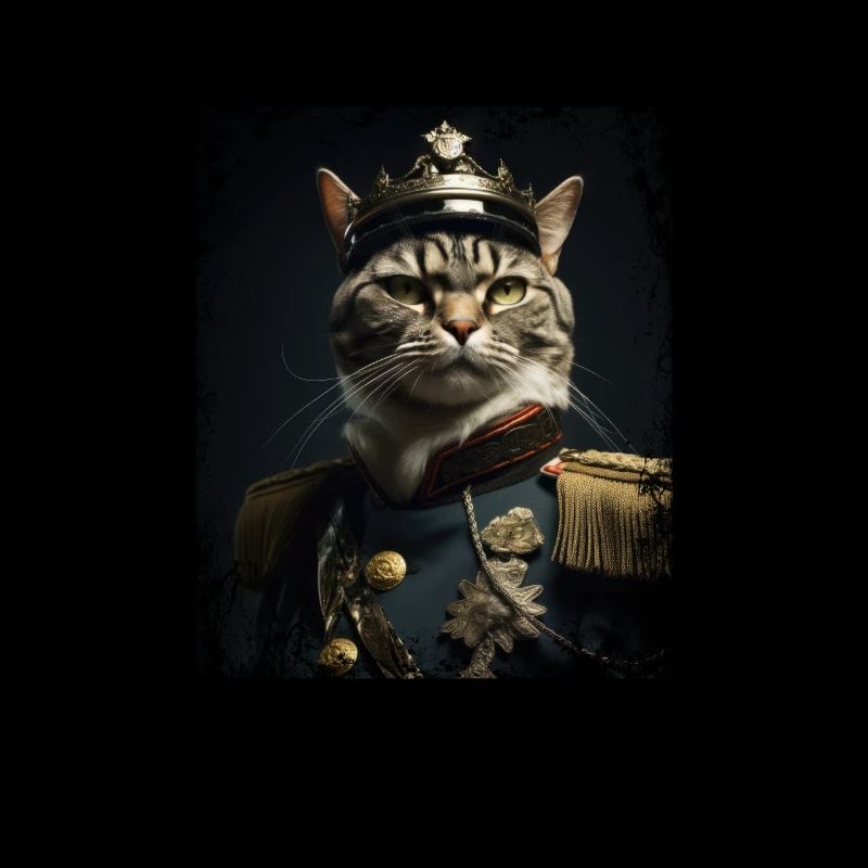 Chat avec couronne et uniforme