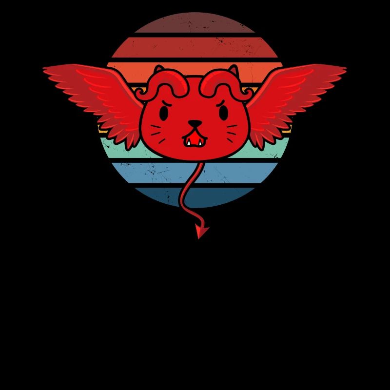 Cute Devil Cat Retro T-Shirt
