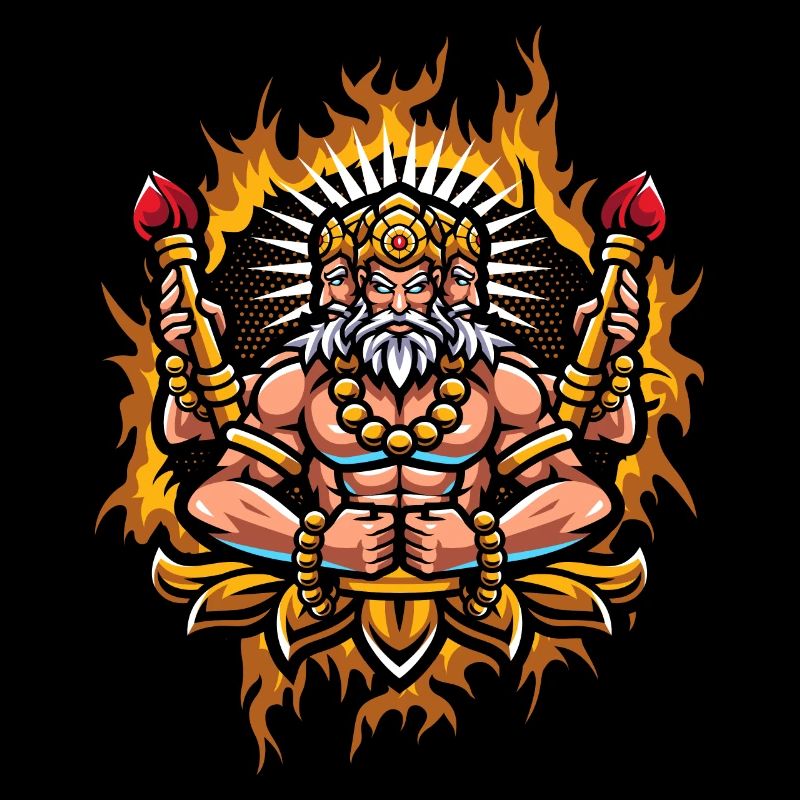 Brahma mit Halbtonfeuer-Hintergrund