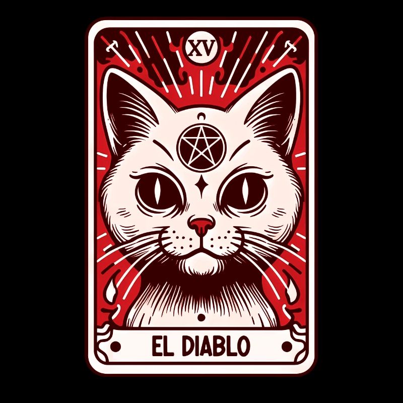Carte de tarot Le Diable XV, Carte de tarot Chat