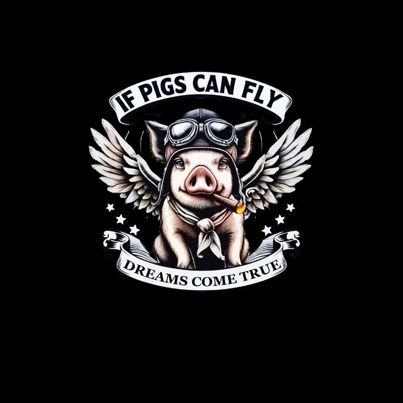 Comic Pig with Wings