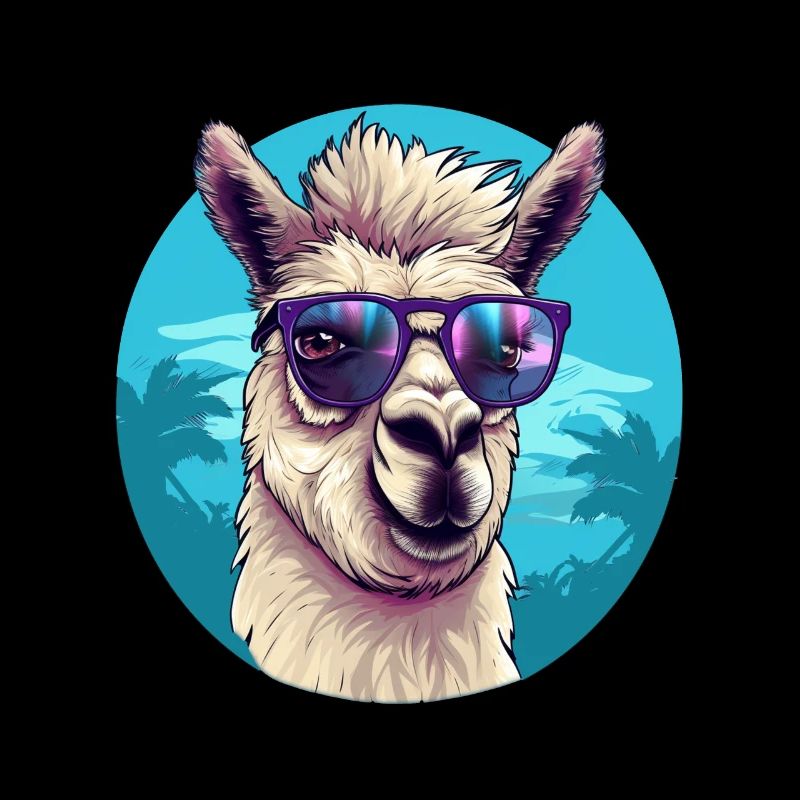 Llama on the Beach - Funny Llama Summer Graphic