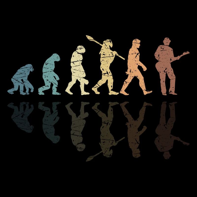 Human Evolution Guitar Band Retro Vintage