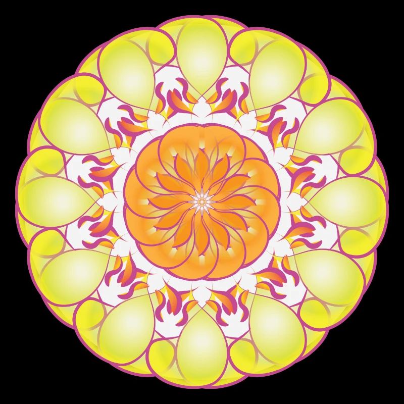 Cercle jaune modèle soleil fleurs cadeau