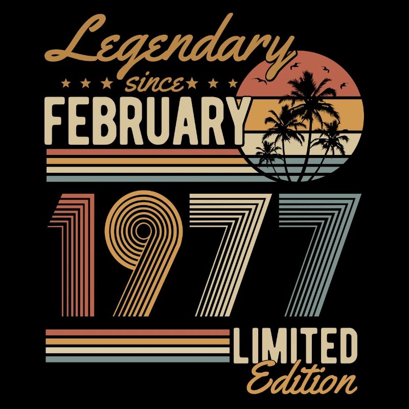 Février 1977 Born Birthday Retro