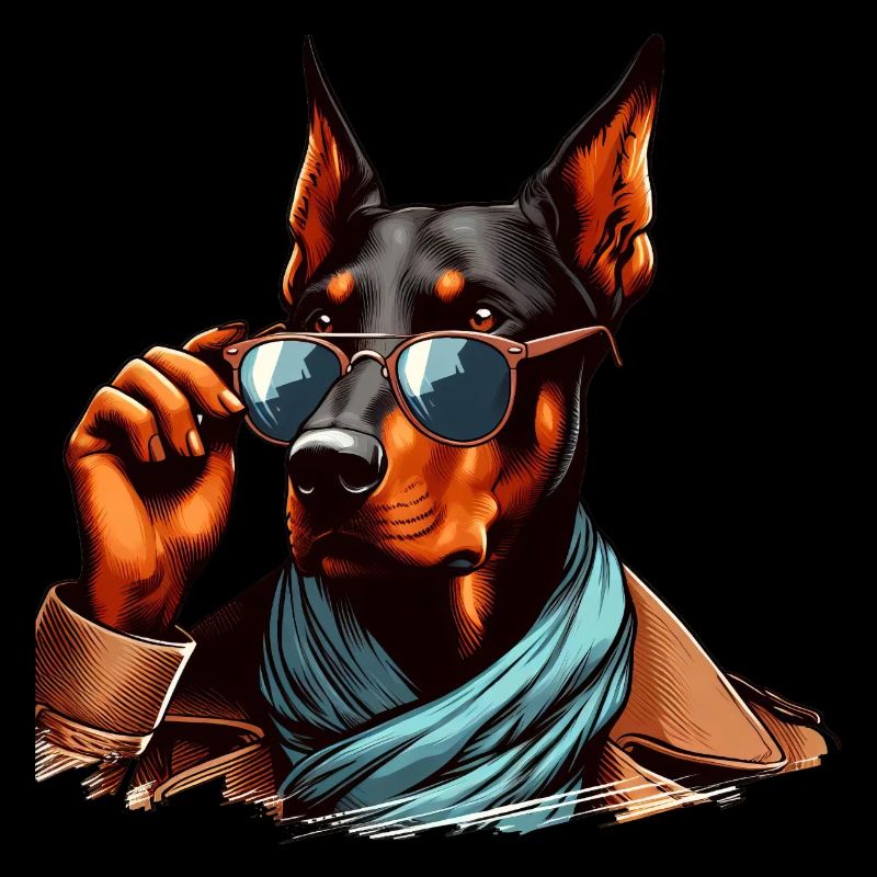 Dobermann mit Sonnenbrille