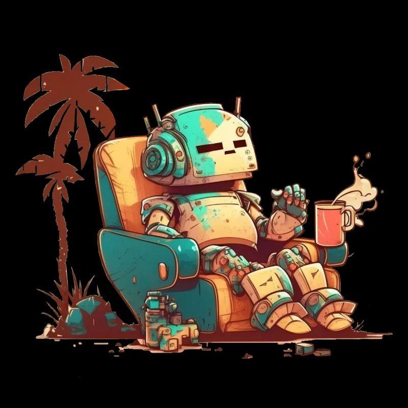 Resting old robot without background