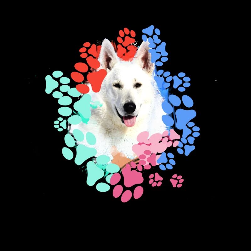 White Shepherd, German Shepherd, Paws, Print