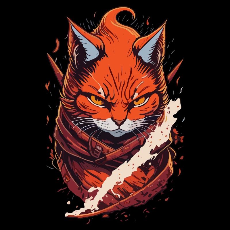 Chat Tabby Ninja Dark Evil Grim