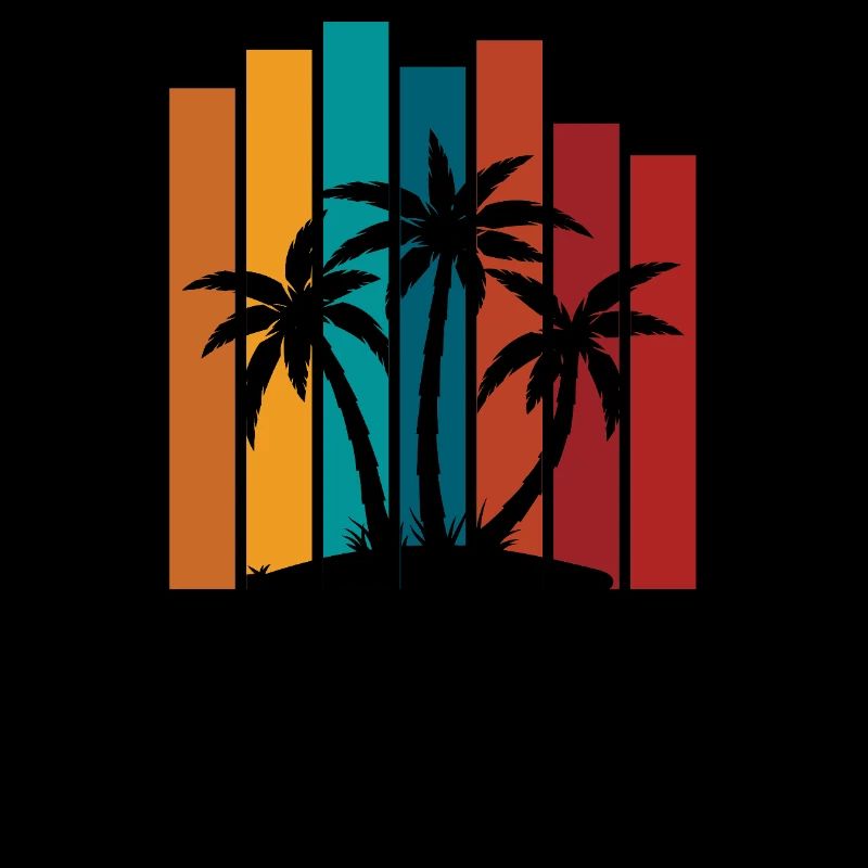 Retro Summer Vibes Palm Tree Sunset Beach