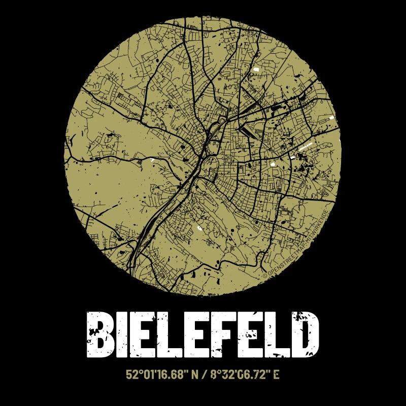 Bielefeld - City Map Map (olive green)