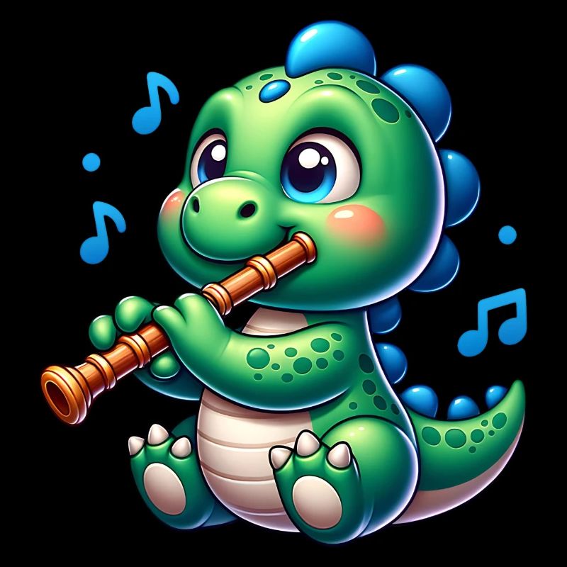 Süßer Dino Spielt Querflöte Design
