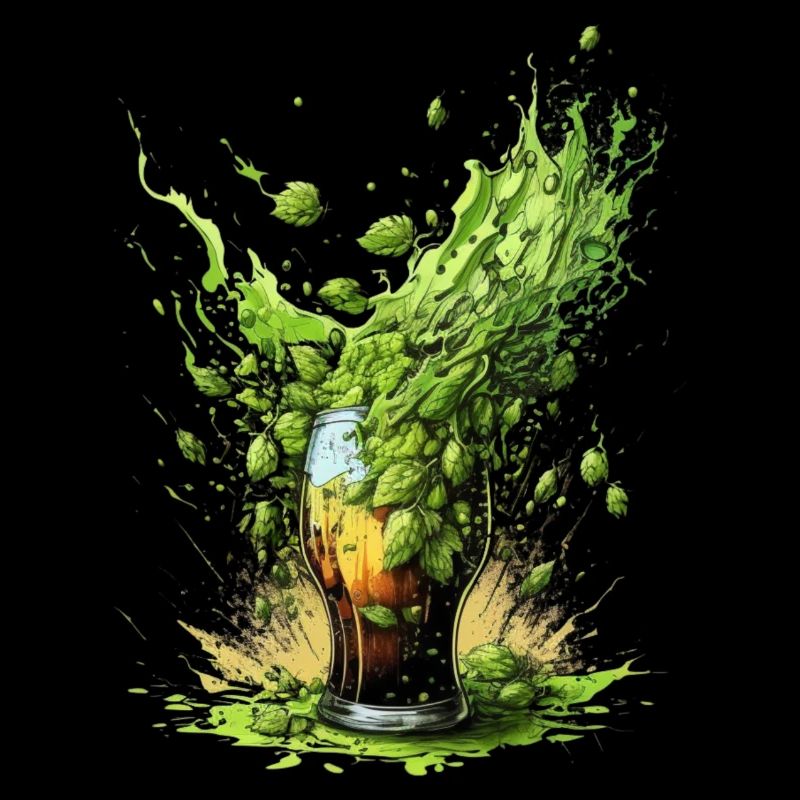 Explosion de houblon dans un verre à bière
