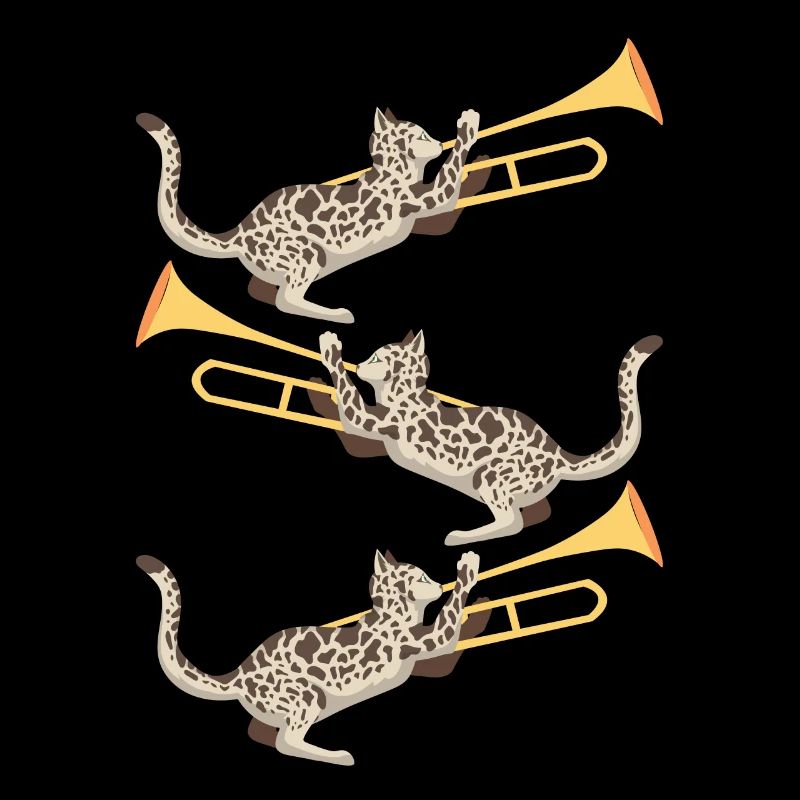 Musician with cat with trombone