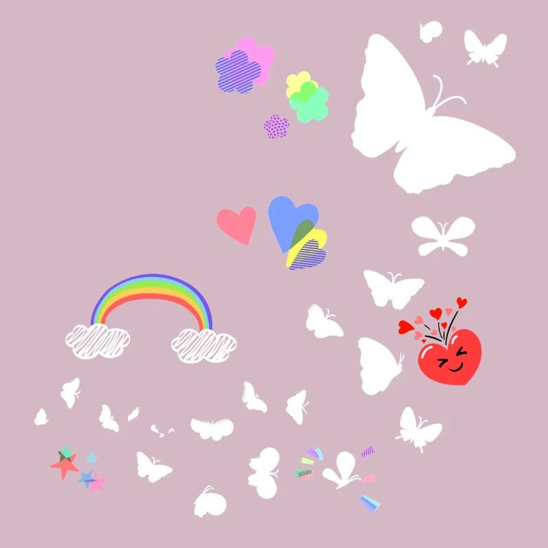 Schmetterlinge,regenbogen, Sterne,Herzen