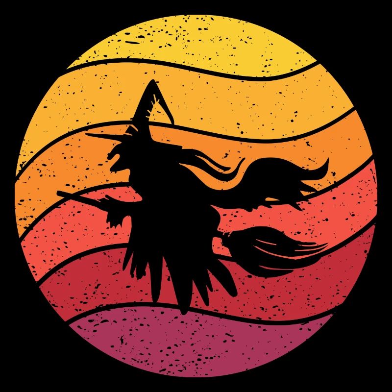 Witch's broom Helloween Retro Style Vintage