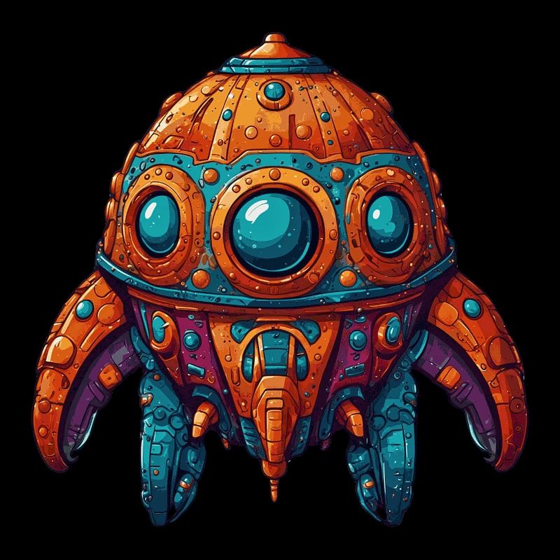 Colorful imaginative whimsical spaceship