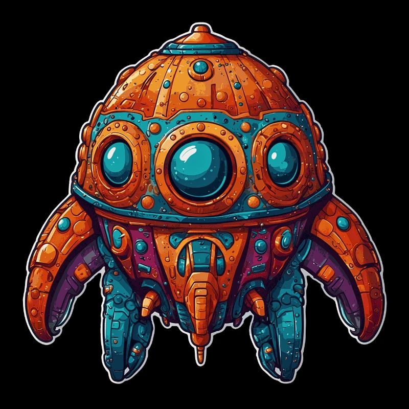 Colorful imaginative whimsical spaceship
