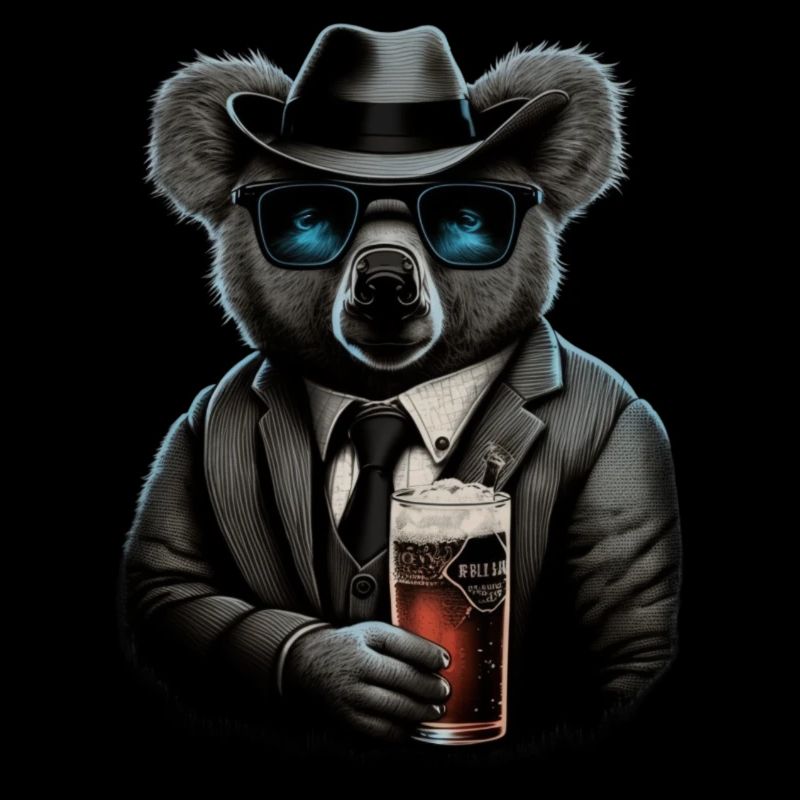Koala cool dans un costume avec de la bière