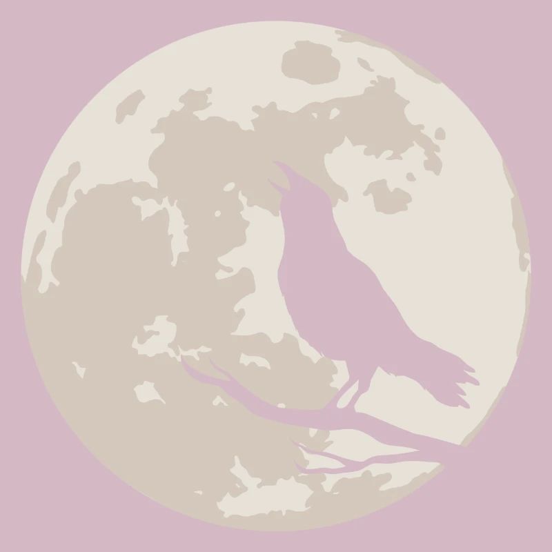 Crow silhouette before full moon