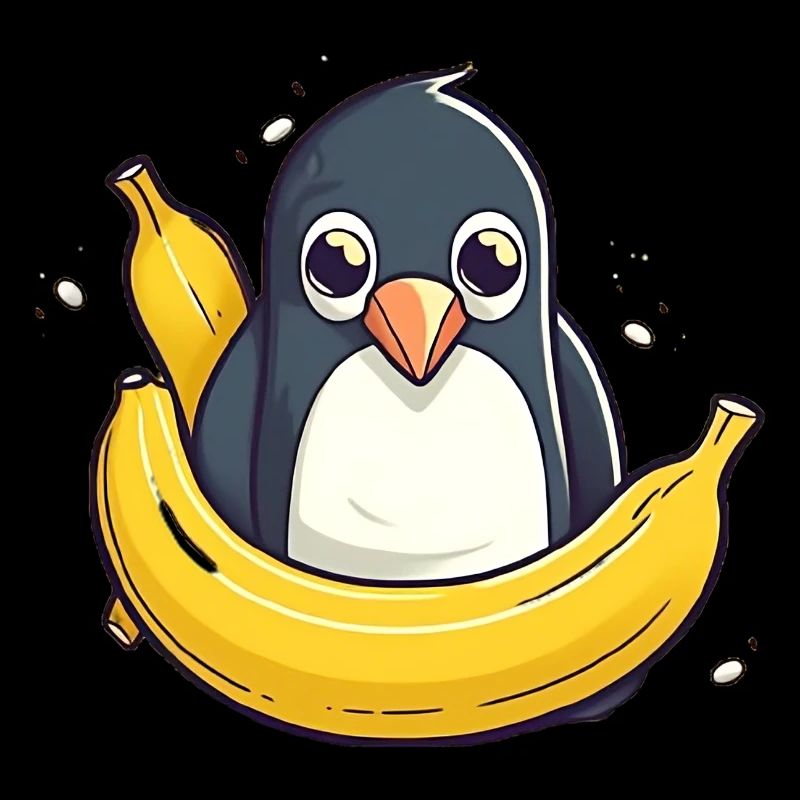 Süßer Pinguin auf einer Banane
