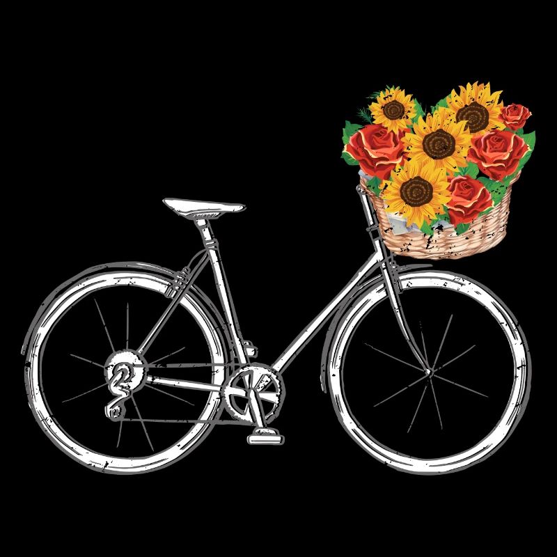 Vélo avec panier de fleurs style rétro
