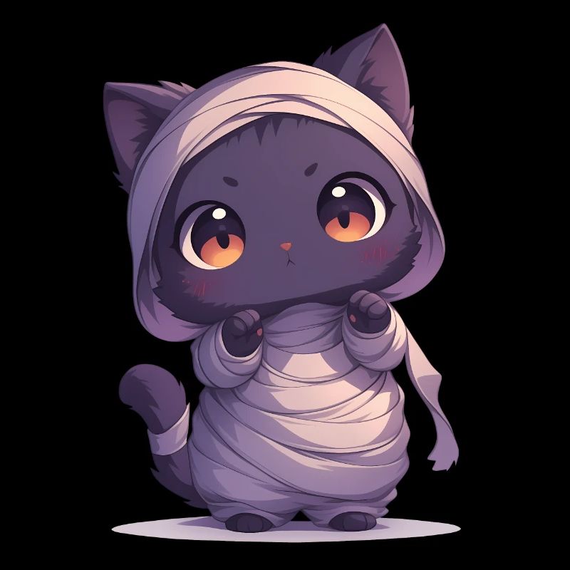 Cute Halloween cat dressed as a mummy