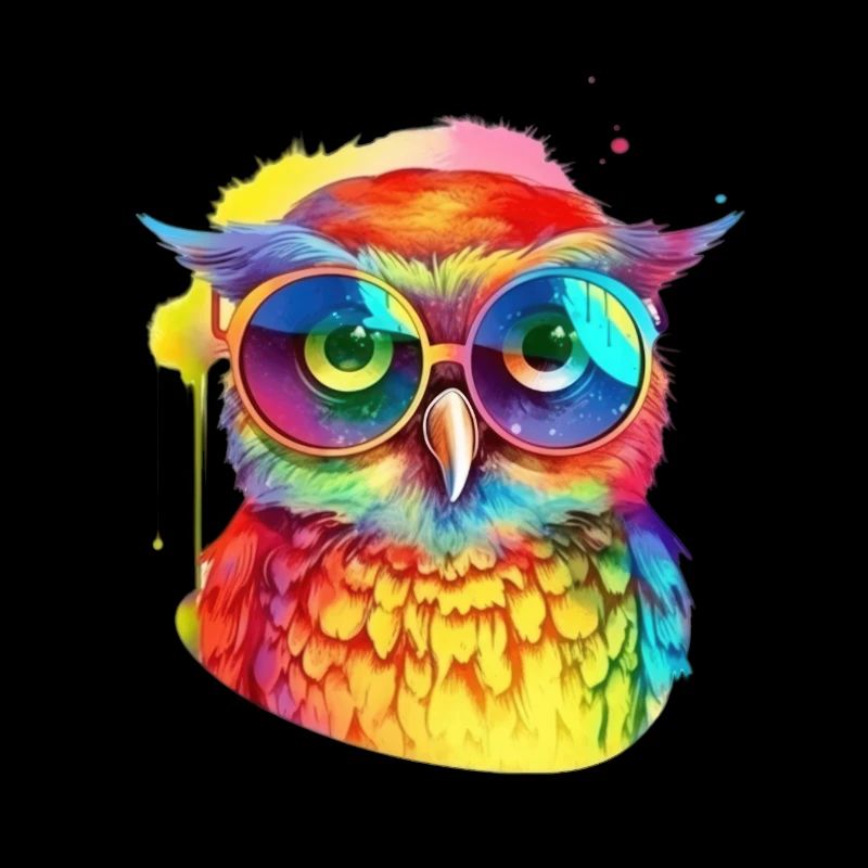 Bunte coole Eule mit Sonnenbrille