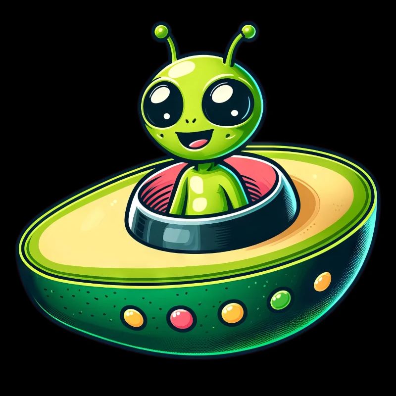 Alien with Avocado UFO Vegan Design