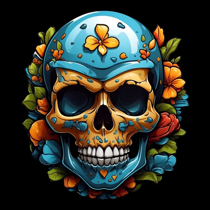 Decorative colorful skull with decoration