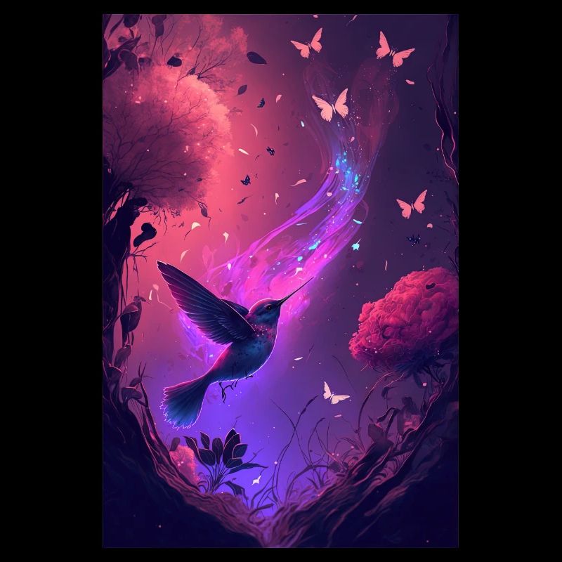 Vogel Schmetterling Blume Fantasy