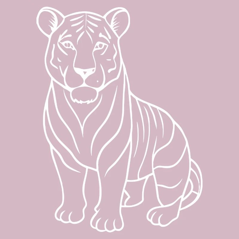 Simple Tiger - Line Drawing