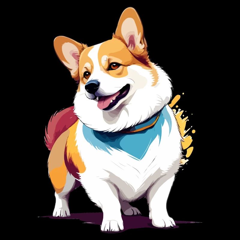 Corgi Vektor Kunst mit lebendiger Farbillustration