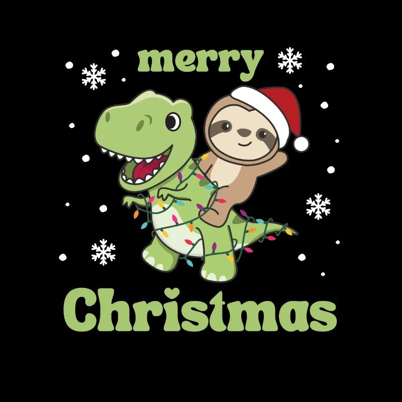 Sloth Trex Christmas Snow Winter Animals