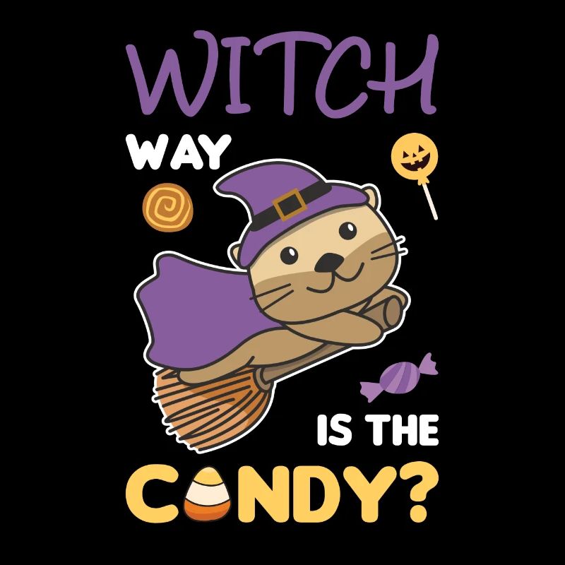 Otter Hexen Witch way is the candy Happy Halloween