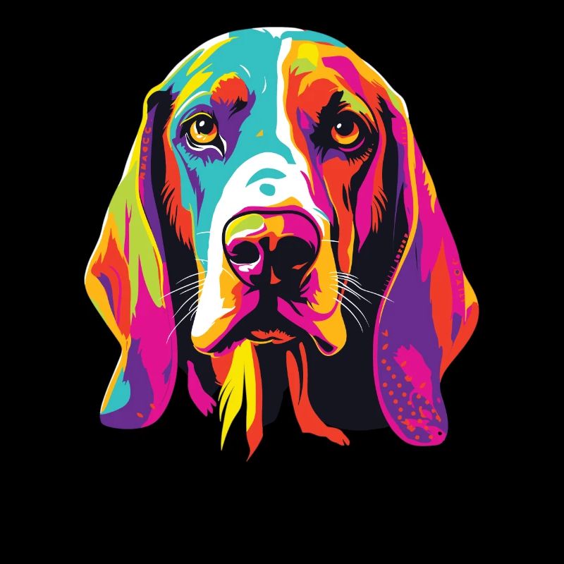 Aquarelle colorée arbre Walker Coonhound