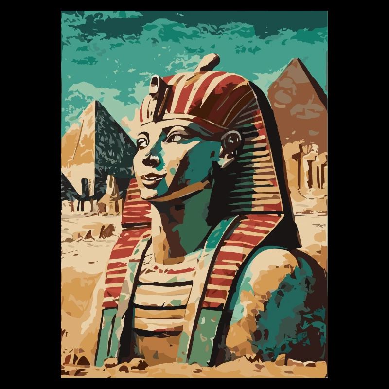 Pharaoh in front of pyramids