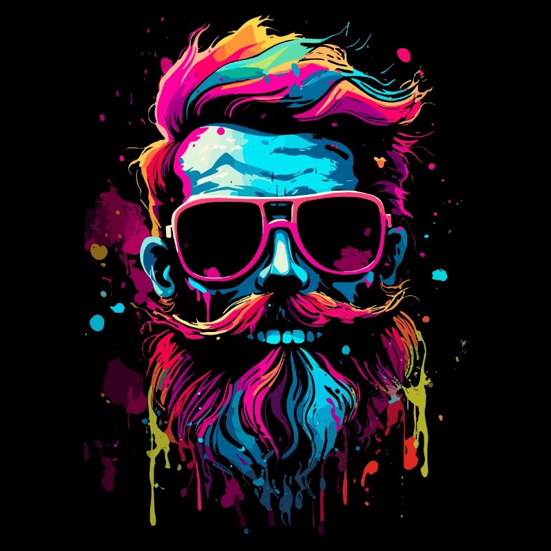 Crâne dans le style rockability dans des couleurs fluo