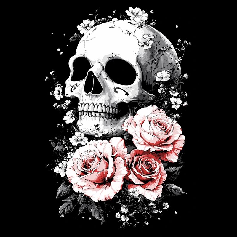 Totenkopf mit Rosen