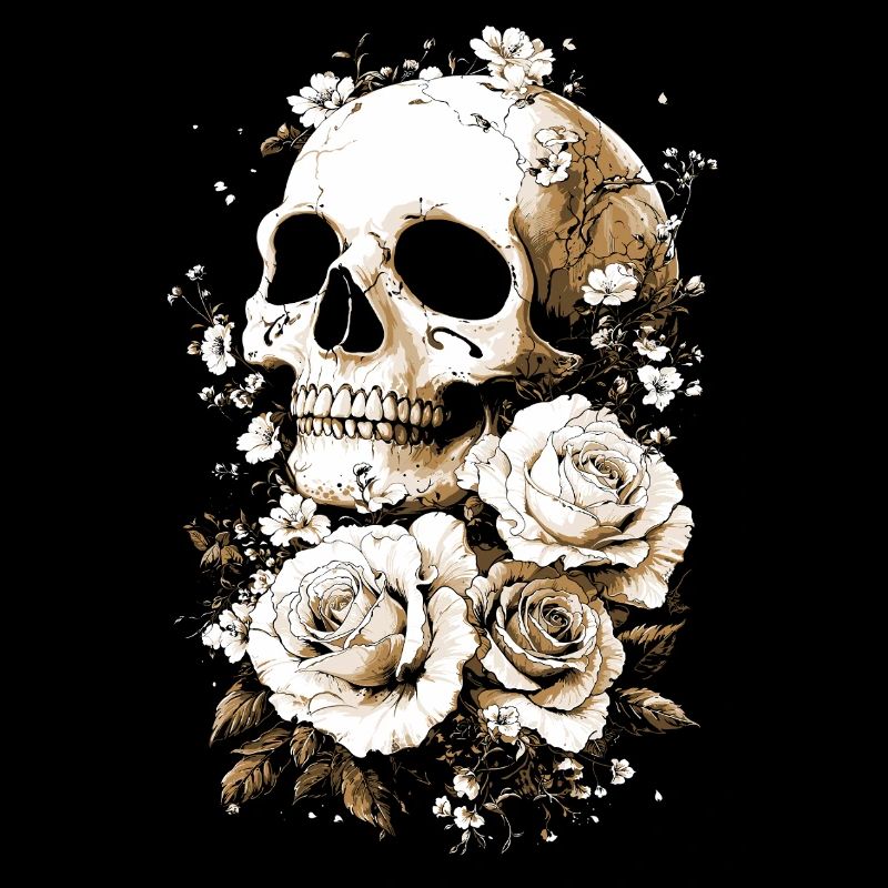 Totenkopf schädel mit rosen knochen