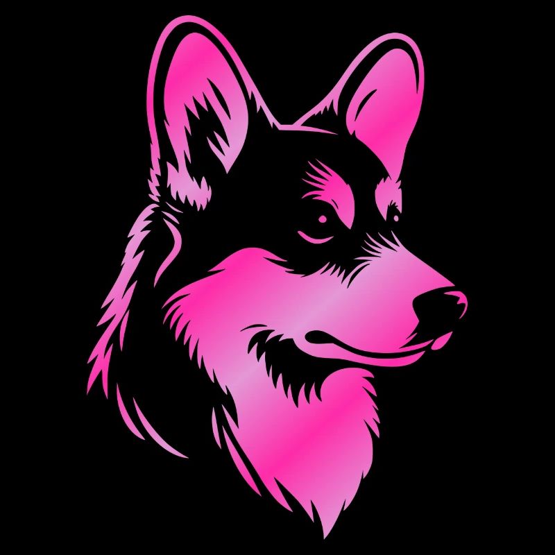 Corgi dessin tête de chien rose