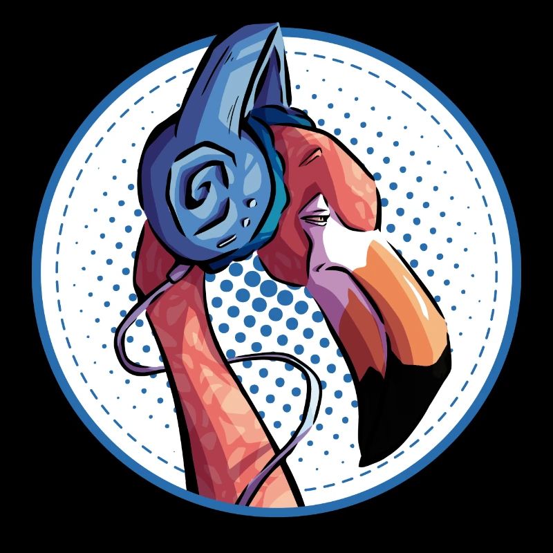 Flamingo mit Kopfhörer