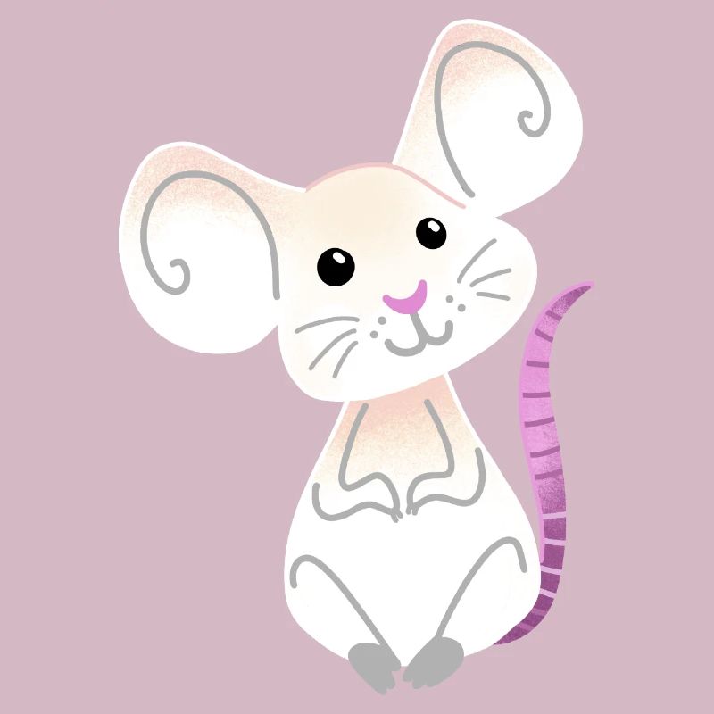 Hand drawn White Mouse sitting