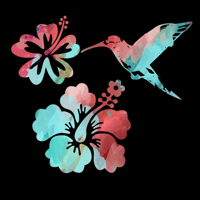 colibri, aquarelle, bleu, illustration, menthe, oiseau
