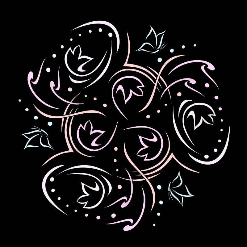 Fleurs Mandala Papillons Pastel