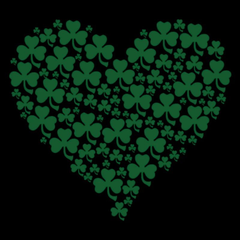 Three leaf clovers in gift heart