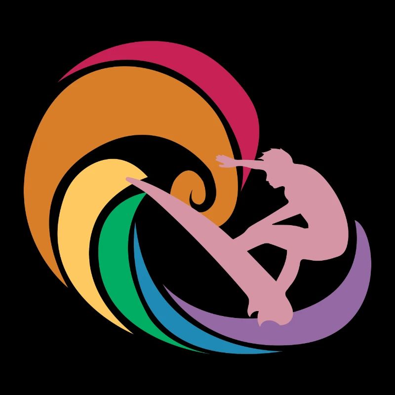 Surfer Waves Rainbow Color Tattoo Geschenkidee